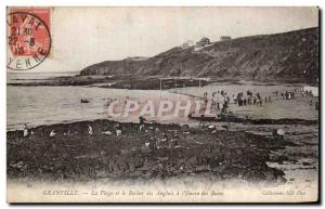 Old Postcard The Granville Beach and the English of the Rocher des Bains & # ...