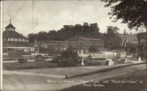 Chester WV Rock Springs Park Merry-Go-Round Figure Eight c1910 Postcard