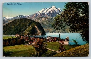 STANSTAAD Switzerland With Mount Pilatus in View Vintage Postcard 0564