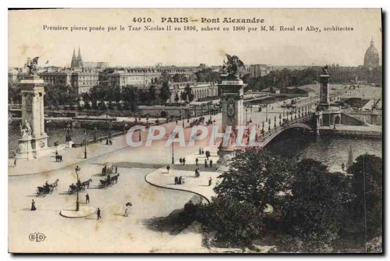 Old Postcard Paris Pont Alexandre