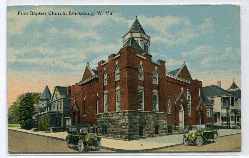 First Baptist Church Clarksburg West Virginia 1916 postcard