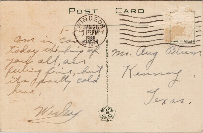 Post Office Windsor Ontario c1936 PECO Postcard E98