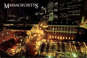 Massachusetts Boston Faneuil Hall Marketplace At Night