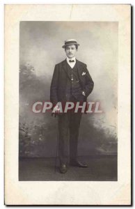 PHOTO CARD Fantasy - Men - young man wearing hat - Old Postcard