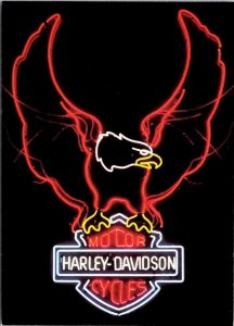2~4X6 Advertising Postcards HARLEY-DAVIDSON CUSTOM MOTORCYCLE~NEON EAGLE EMBLEM