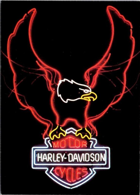 2~4X6 Advertising Postcards HARLEY-DAVIDSON CUSTOM MOTORCYCLE~NEON EAGLE EMBLEM