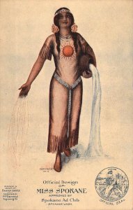 1912, Official Miss Spokane, Spokane Washington, Beautiful Color,Old Postcard