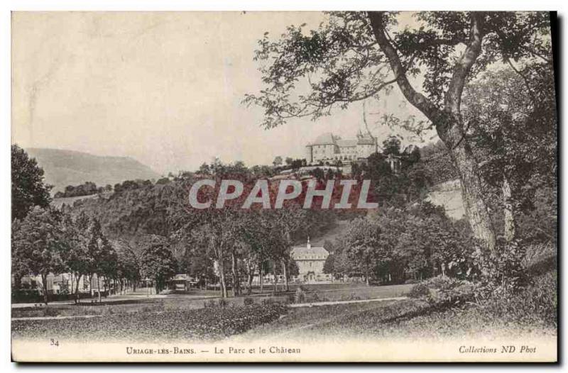 Old Postcard Uriage les Bains Park and Chateau