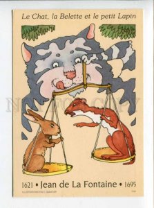 422507 FRANCE 1995 Fables Jean de La Fontaine CAT Weasel Rabbit  postal RPPC