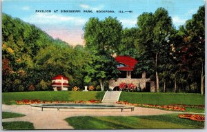 Rockford Illinois ILL, Pavilion at Sinnissippi Park, Tourist Vacation, Postcard