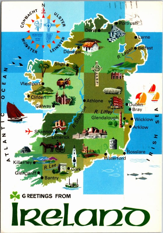 Postcard Ireland Map souvenir