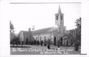 1930s St Martinville Catholic Church Built 1765 Louisiana RPPC real photo 4415