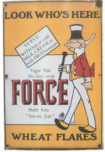 Force Wheat Flakes poster advertising postcard