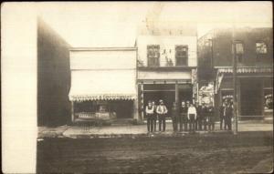 Princeville IL Great Street Scene Storefronts & Men c19910 Real Photo Postcard