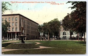 1908 Courthouse Cumberland House Trinity Park Plattsburgh NY Posted Postcard