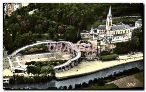 Modern Postcard Lourdes Aerienne View Of The Basilica And Gave