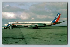 Aviation Airplane Postcard LAN Chile Airlines Boeing 707 Round World Tour F11