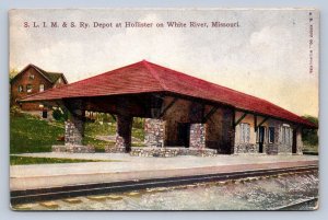 J96/ White River Hollister Missouri Postcard c10 Railroad Depot Hollister 453