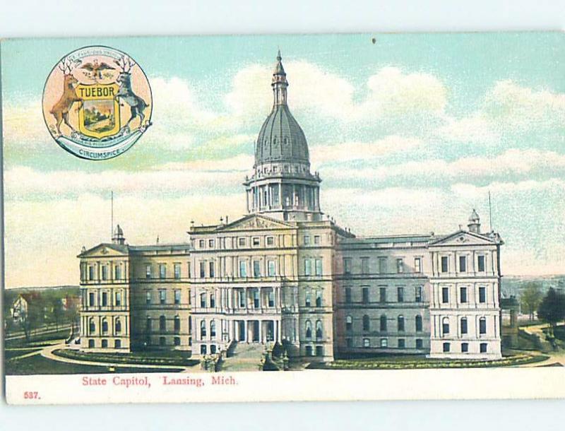 Unused Divided-Back STATE CAPITOL BUILDING Lansing Michigan MI G1380