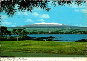 Hawaii's Snow-Capped Mauna Kea from Hilo c1974 Postcard E02