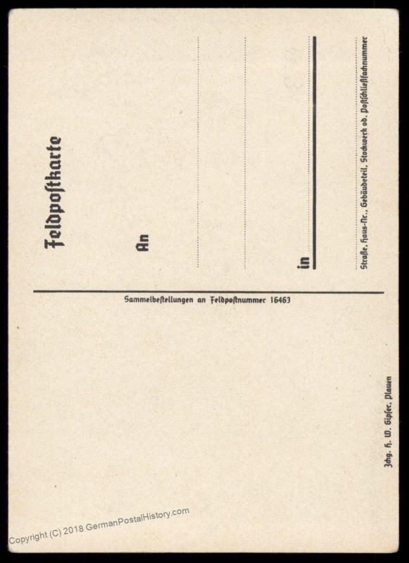 3rd Reich FP16463 Germany Unit Propaganda Card 91246