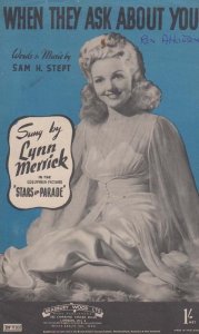 When They Ask About You Lynn Merric 1940s Sheet Music