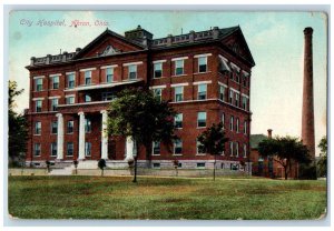 1909 City Hospital Building Exterior Scene Akron Ohio OH Antique Posted Postcard