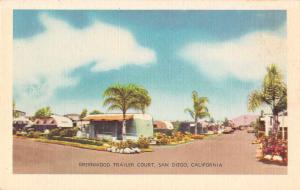 San Diego California Greenwood Trailer Court Antique Postcard J64962