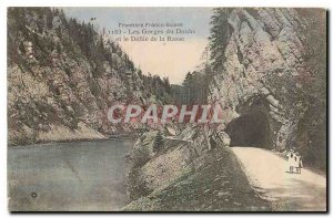 Old Postcard Frontiere Franco Suisse Les Gorges du Doubs and Defile of Rasse