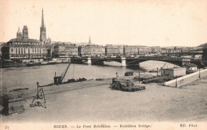 Vintage Postcard 1910's View of Boieldieu Bridge Le Pont Beieldieu Rouen France