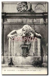 Old Postcard Grenoble The Lion Fountain by Sappey Snake