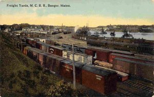 MCRR Railroad Train Freight Yards Bangor Maine 1910c postcard