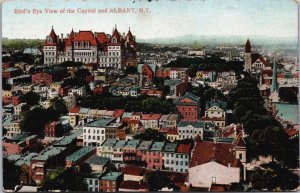 Birds Eye View of the Capitol And Albany New York Vintage Postcard C042