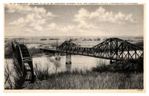 US Hwy 34 & C.B.&Q. Railroad Bridges Missouri River Plattsmouth NE Nebraska B71