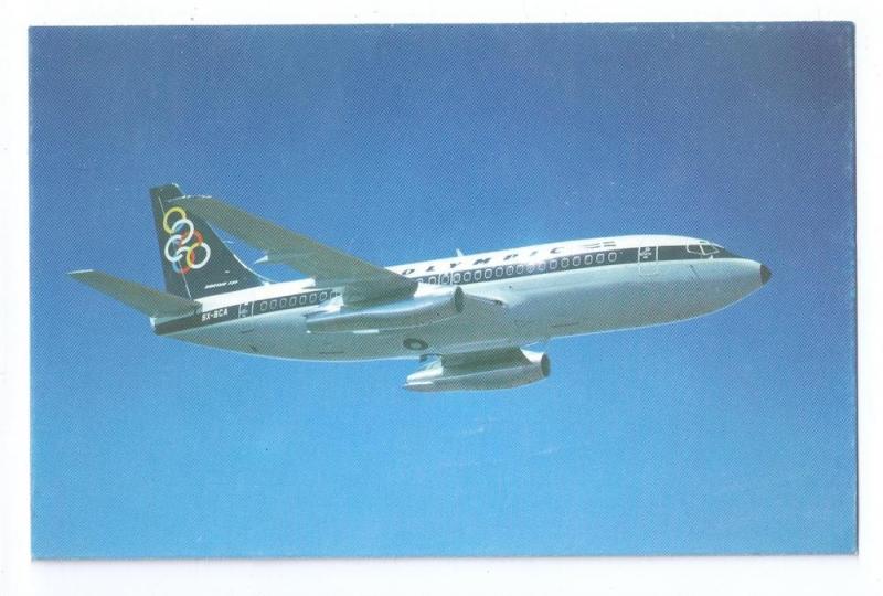 Olympic Airways Boeing 737-200 Vintage Chrome Postcard Jet 