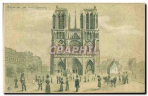 Old Postcard transparent map Paris Notre Dame