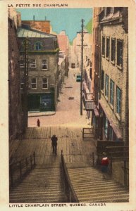 Canada Quebec Little Champlain Street Quebec City Vintage Postcard C224