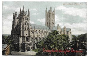 Birmingham to Handsworth, England 1904 Christmas Post Card Canterbury Cathedral