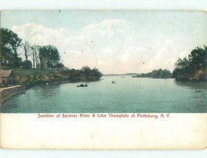 Pre-1907 RIVER SCENE Plattsburgh New York NY AE7009