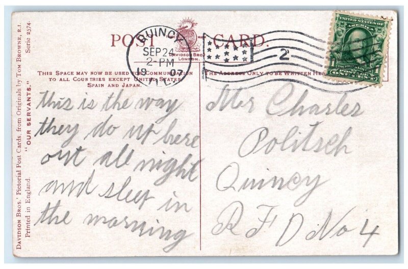 1907 Woman Waking Up Eliza Ann Ringing Clock Quincy Illinois IL Antique