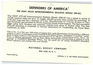 US Air Force Atlas Intercontinental Ballistic Missile Airplane Postcard