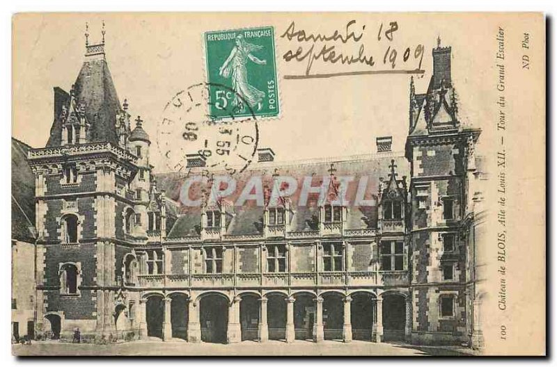 Old Postcard Chateau de Blois Louis XII Wing Tour Grand Staircase