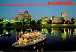 Tennessee Memphis Skyline At Twilight With Memphis Quen III In Foreground 1996