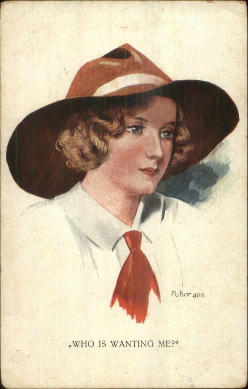 Girl Guide or Scout WHO IS WANTING ME Fuhrmann c1915 Postcard