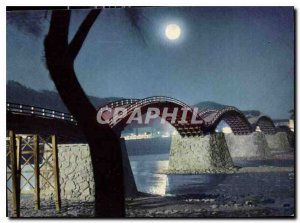 Modern Postcard The Bridge Kintai Bashi shining in the moon light