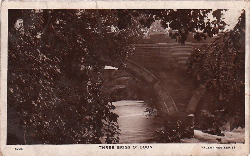 Postcard RPPC Bridge Three Brigs O Doon UK