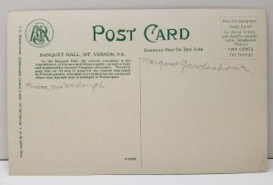 Mount Vernon, Virginia Banquet Hall Postcard B6