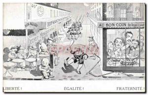 Old Postcard Political Satirical Liberte Egalite Fraternite Au Bon Coin Polic...
