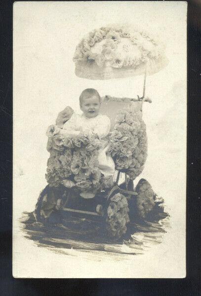 RPPC HARTSVILLE SOUTH CAROLINA FLORAL BABY STROLLER HENRY REAL PHOTO POSTCARD