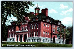 Savannah Missouri Postcard Savannah High School Exterior Building c1910 Vintage